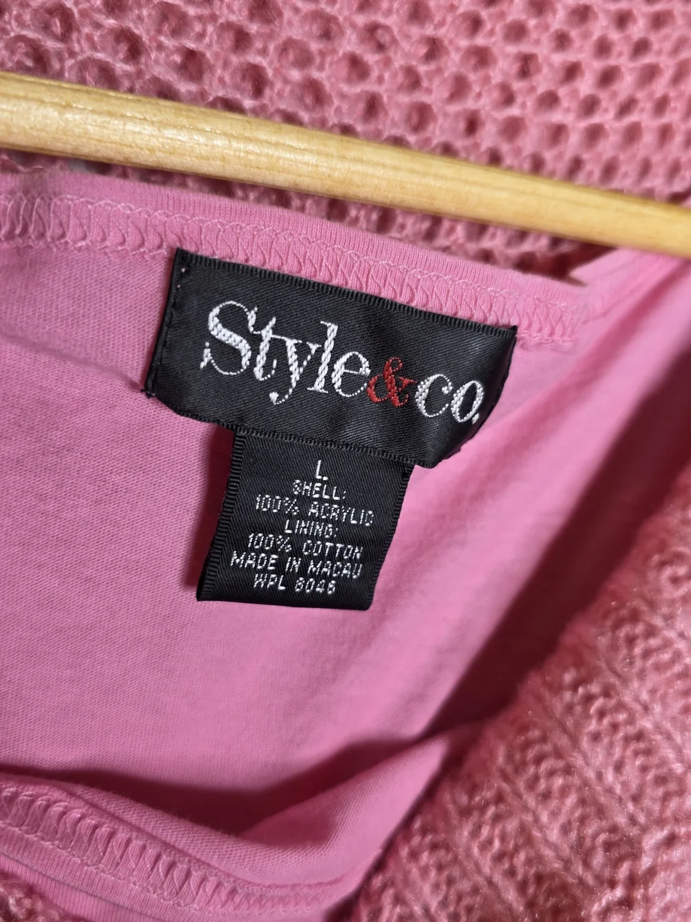 Style & Co Pink envelope neck Open-Knit Women's Sweater and built in tank under